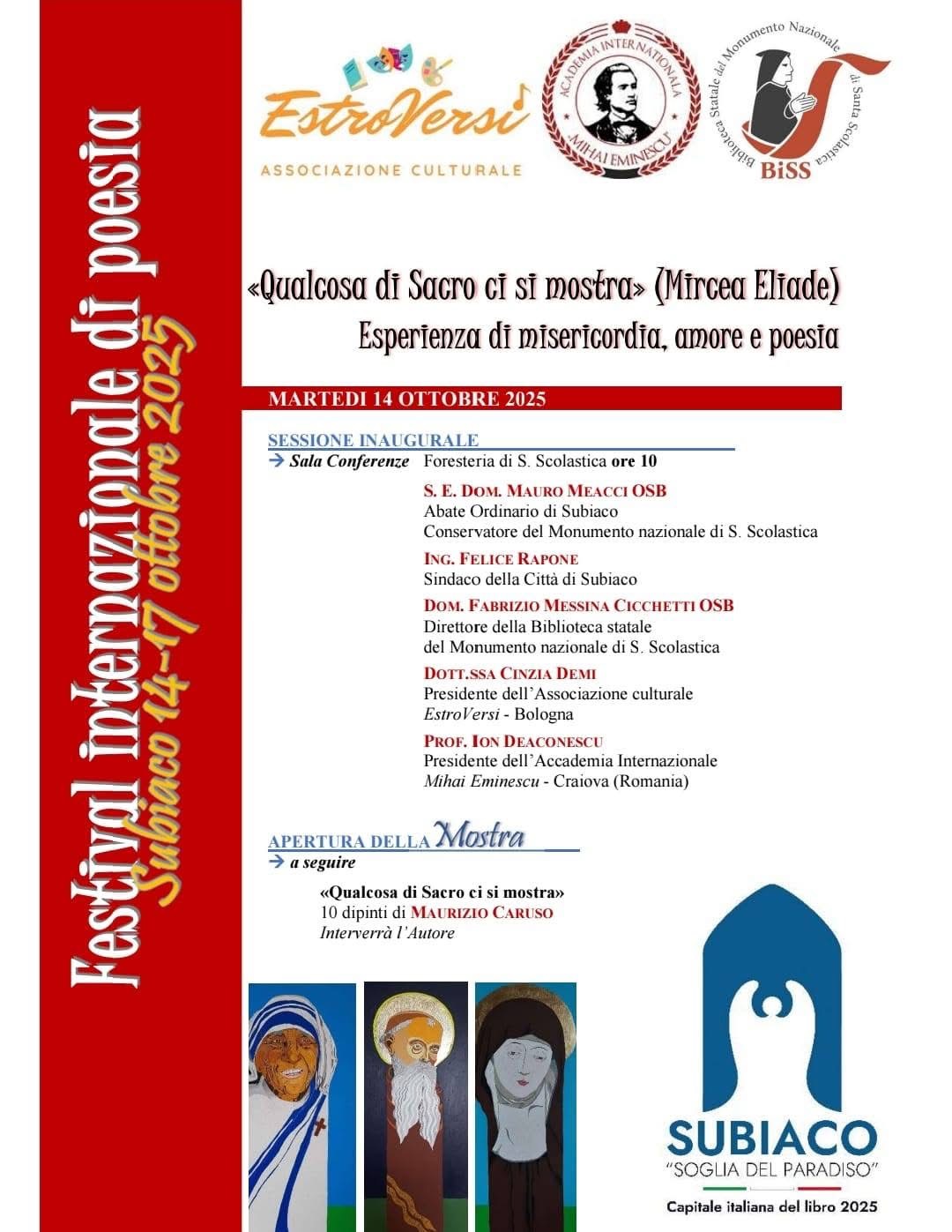 Festival Internazionale di Poesia Subiaco 2025 - Programma Pagina 1