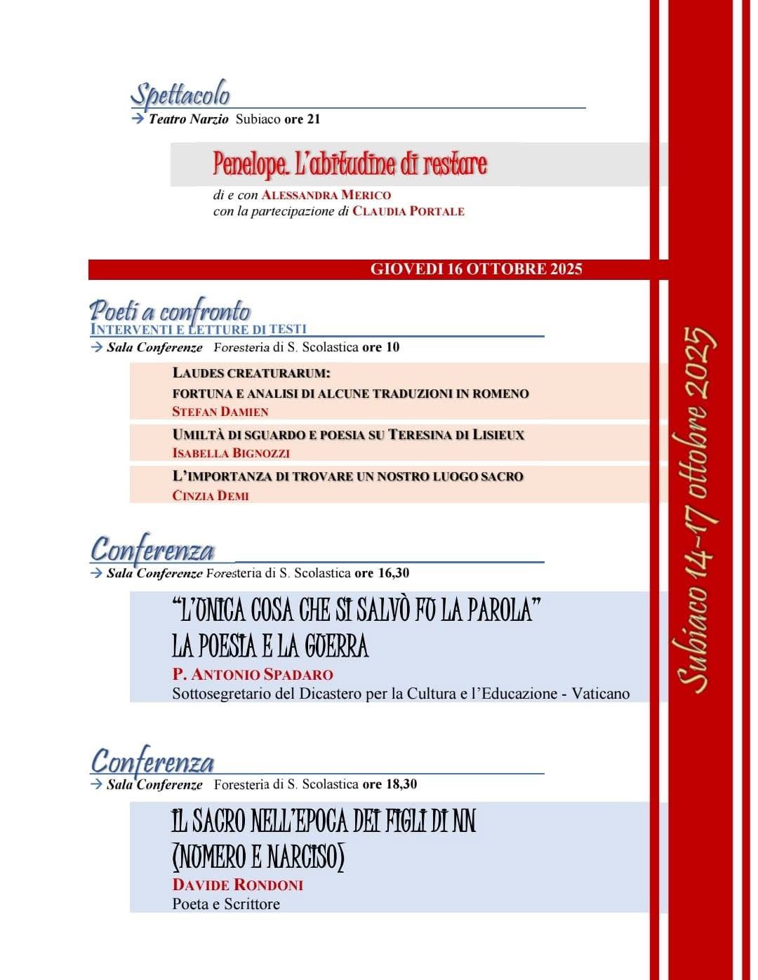 Festival Internazionale di Poesia Subiaco 2025 - Programma Pagina 3